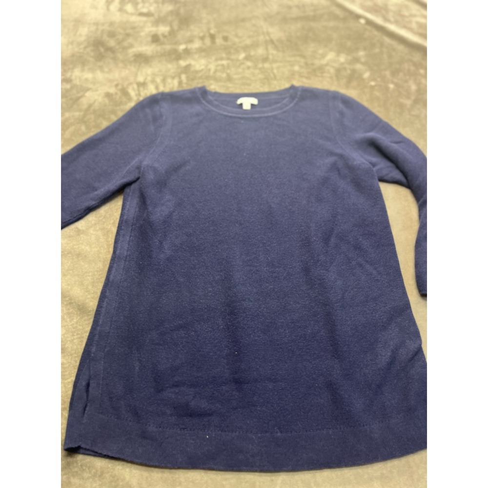 Talbots Womens Navy Blue Textured Knit Crewneck Long Sleeve Sweater Size M